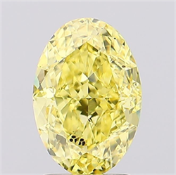 Picture of Lab Grown Diamond 2.57 Carats, Oval with  Cut, Fancy Intense Yellow Color, VS2 Clarity and Certified by IGI