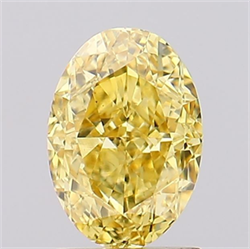 Picture of Lab Grown Diamond 1.50 Carats, Oval with  Cut, Fancy Vivid Yellow Color, VS2 Clarity and Certified by IGI