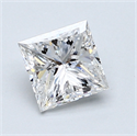 1.07 Carats, Princess Diamond with  Cut, F Color, SI2 Clarity and Certified by GIA