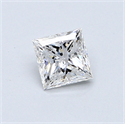 0.51 Carats, Princess Diamond with  Cut, D Color, I2 Clarity and Certified by GIA