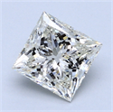 1.51 Carats, Princess Diamond with  Cut, K Color, SI2 Clarity and Certified by GIA