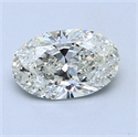 1.00 Carats, Oval Diamond with  Cut, J Color, SI2 Clarity and Certified by GIA
