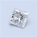 0.61 Carats, Princess Diamond with  Cut, D Color, VS1 Clarity and Certified by GIA