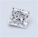 0.90 Carats, Princess Diamond with  Cut, E Color, SI2 Clarity and Certified by GIA