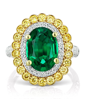 Oval-emerald-and-yellow-diamonds-ring