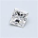 0.45 Carats, Princess Diamond with  Cut, F Color, I2 Clarity and Certified by GIA
