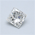 0.46 Carats, Princess Diamond with  Cut, F Color, SI2 Clarity and Certified by GIA