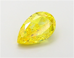 Picture of Lab Grown Diamond 1.97 Carats, Pear with  Cut, Fancy Vivid Yellow Color, VS1 Clarity and Certified by IGI