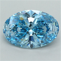 Picture of Lab Grown Diamond 3.43 Carats, Oval with  Cut, Fancy Vivid Blue Color, VS1 Clarity and Certified by IGI