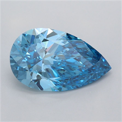 Picture of Lab Grown Diamond 1.47 Carats, Pear with  Cut, Fancy Vivid Blue Color, VS1 Clarity and Certified by IGI