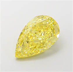 Picture of Lab Grown Diamond 4.03 Carats, Pear with  Cut, Fancy Vivid Yellow Color, VVS2 Clarity and Certified by IGI