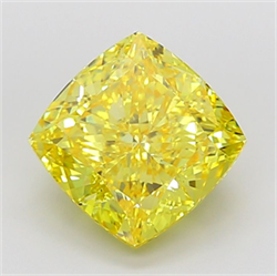 Picture of Lab Grown Diamond 8.07 Carats, CUSHION MODIFIED with  Cut, Fancy Vivid Yellow Color, VS1 Clarity and Certified by IGI