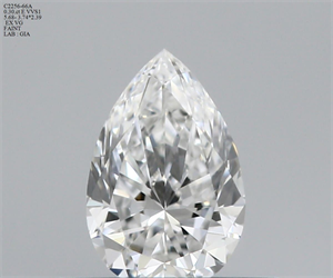 Picture of Natural Diamond 0.30 Carats, Pear with  Cut, E Color, VVS1 Clarity and Certified by GIA