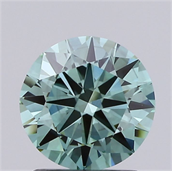 Picture of Lab Grown Diamond 1.51 Carats, Round with Excellent Cut, Fancy Vivid Green Color, VS1 Clarity and Certified by IGI
