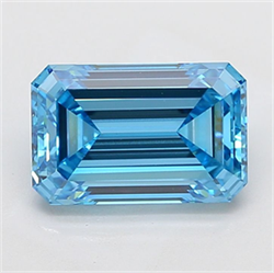 Picture of Lab Grown Diamond 4.81 Carats, Emerald with  Cut, Fancy Vivid Blue Color, VS1 Clarity and Certified by IGI