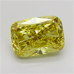 Picture of Lab Grown Diamond 3.76 Carats, CUSHION MODIFIED with  Cut, Fancy Intense Yellow Color, VS1 Clarity and Certified by IGI