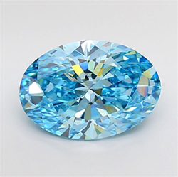 Picture of Lab Grown Diamond 3.22 Carats, Oval with  Cut, Fancy Vivid Blue Color, VVS1 Clarity and Certified by IGI