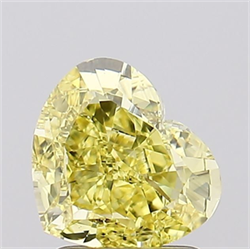 Picture of Lab Grown Diamond 1.70 Carats, Heart with  Cut, Fancy Vivid Yellow Color, VS2 Clarity and Certified by IGI