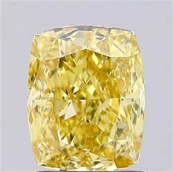 Picture of Lab Grown Diamond 1.46 Carats, CUSHION MODIFIED with  Cut, Fancy Intense Yellow Color, VS1 Clarity and Certified by IGI