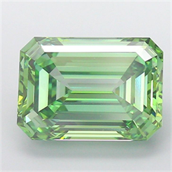 Picture of Lab Grown Diamond 6.04 Carats, Emerald with  Cut, Fancy Vivid Green Color, VS1 Clarity and Certified by IGI
