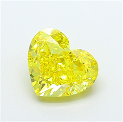 Picture of Lab Grown Diamond 2.59 Carats, Heart with  Cut, Fancy Vivid Yellow Color, VVS2 Clarity and Certified by IGI