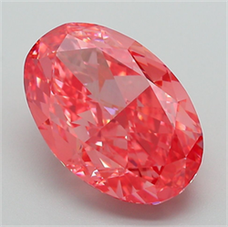 Picture of Lab Grown Diamond 5.28 Carats, Oval with  Cut, Fancy Vivid Pink Color, VVS2 Clarity and Certified by IGI