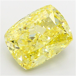 Picture of Lab Grown Diamond 5.00 Carats, CUSHION MODIFIED with  Cut, Fancy Intense Yellow Color, VS1 Clarity and Certified by IGI