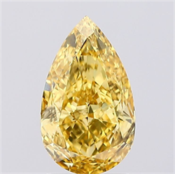 Picture of Lab Grown Diamond 1.82 Carats, Pear with  Cut, Fancy Vivid Yellow Color, VS2 Clarity and Certified by IGI