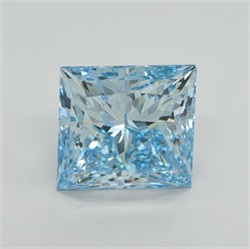 Picture of Lab Grown Diamond 5.08 Carats, Princess with  Cut, Fancy Vivid Blue Color, VS2 Clarity and Certified by IGI