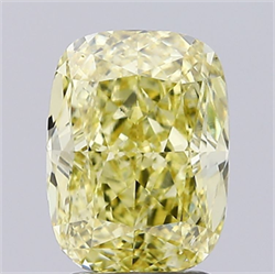 Picture of Lab Grown Diamond 2.80 Carats, CUSHION MODIFIED with  Cut, Fancy Intense Yellow Color, VS2 Clarity and Certified by IGI