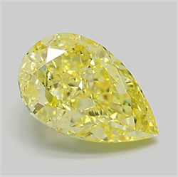 Picture of Lab Grown Diamond 2.10 Carats, Pear with  Cut, Fancy Vivid Yellow Color, VVS2 Clarity and Certified by IGI