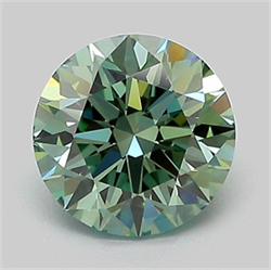 Picture of Lab Grown Diamond 1.26 Carats, Round with Ideal Cut, Fancy Vivid Green Color, VS1 Clarity and Certified by IGI