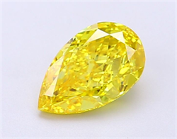 Picture of Lab Grown Diamond 1.22 Carats, Pear with  Cut, Fancy Vivid Yellow Color, VVS2 Clarity and Certified by IGI