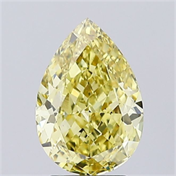 Picture of Lab Grown Diamond 3.00 Carats, Pear with  Cut, Fancy Intense Yellow Color, VS2 Clarity and Certified by IGI