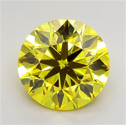 Picture of Lab Grown Diamond 2.00 Carats, Round with Ideal Cut, Fancy Vivid Yellow Color, VS1 Clarity and Certified by IGI
