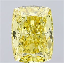 Picture of Lab Grown Diamond 6.01 Carats, CUSHION MODIFIED with  Cut, Fancy Intense Yellow Color, VS1 Clarity and Certified by IGI