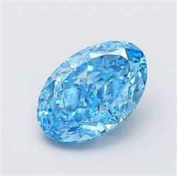 Picture of Lab Grown Diamond 3.20 Carats, Oval with  Cut, Fancy Vivid Blue Color, VS1 Clarity and Certified by IGI