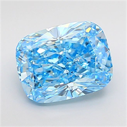 Picture of Lab Grown Diamond 3.67 Carats, Cushion with  Cut, Fancy Vivid Blue Color, VS2 Clarity and Certified by IGI