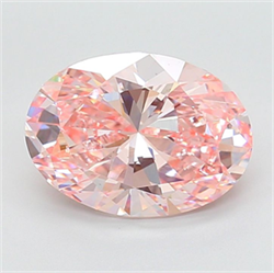 Picture of Lab Grown Diamond 5.03 Carats, Oval with  Cut, Fancy Vivid Pink Color, VS1 Clarity and Certified by IGI