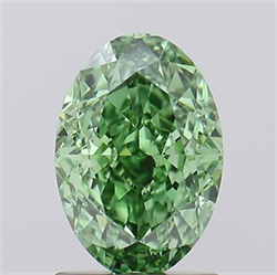 Picture of Lab Grown Diamond 1.41 Carats, Oval with  Cut, Fancy Vivid Green Color, FL Clarity and Certified by IGI