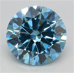 Picture of Lab Grown Diamond 2.00 Carats, Round with Ideal Cut, Fancy Vivid Blue Color, VS1 Clarity and Certified by IGI