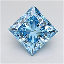 Picture of Lab Grown Diamond 1.51 Carats, Princess with  Cut, Fancy Vivid Blue Color, VS1 Clarity and Certified by IGI