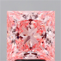 Picture of Lab Grown Diamond 3.72 Carats, Princess with  Cut, Fancy Vivid Pink Color, VS2 Clarity and Certified by IGI