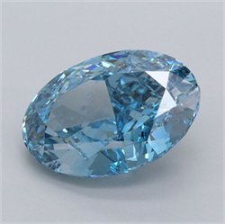 Picture of Lab Grown Diamond 2.25 Carats, Oval with  Cut, Fancy Vivid Blue Color, VS1 Clarity and Certified by IGI