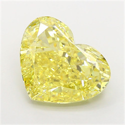 Picture of Lab Grown Diamond 10.03 Carats, Heart with  Cut, Fancy Vivid Yellow Color, VS1 Clarity and Certified by IGI