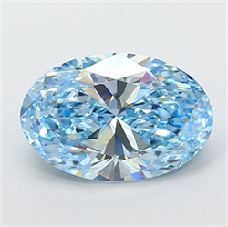 Picture of Lab Grown Diamond 4.08 Carats, Oval with  Cut, Fancy Vivid Blue Color, VS2 Clarity and Certified by IGI