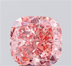 Picture of Lab Grown Diamond 3.03 Carats, CUSHION MODIFIED with  Cut, Fancy Vivid Pink Color, VS2 Clarity and Certified by IGI