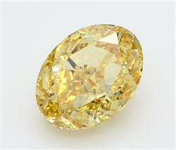 Picture of Lab Grown Diamond 5.04 Carats, Oval with  Cut, Fancy Vivid Yellow Color, VS2 Clarity and Certified by IGI