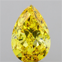 Picture of Lab Grown Diamond 2.51 Carats, Pear with  Cut, Fancy Vivid Yellow Color, VS1 Clarity and Certified by IGI