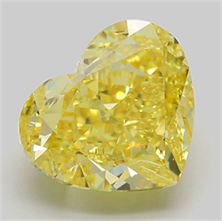 Picture of Lab Grown Diamond 5.33 Carats, Heart with  Cut, Fancy Vivid Yellow Color, VVS2 Clarity and Certified by IGI